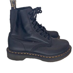 Dr. Martens Black Leather Combat Boots Women's Sz 6 Air Wair Pascal 1460 Lace Up